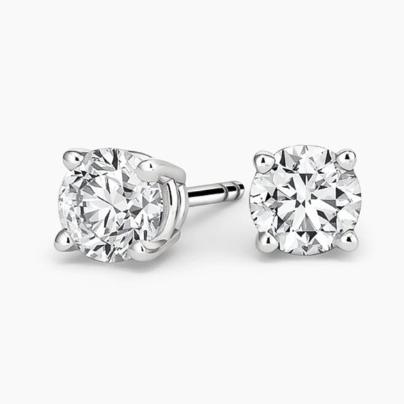 1.50 CTW Round Excellent Cut Four Prong Solitaire Stud Earrings14k Gold - Picture 1 of 5